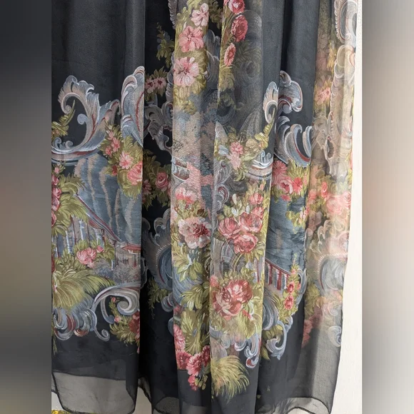 Vintage Floral Long Sleeve Chiffon Dress - Picture 5 of 13